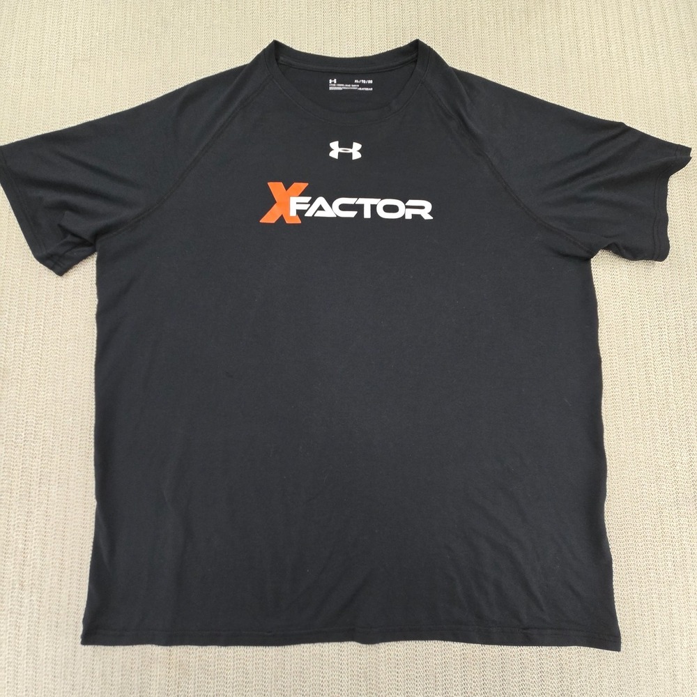Under Armour Shirt Mens XL Black Short Sleeve HeatGear Xfactor Graphic Loose Fit